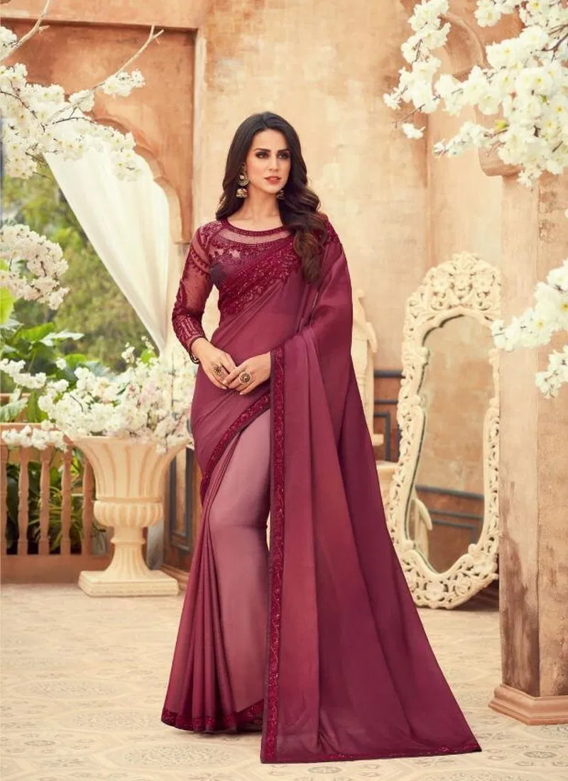 Anmol Creations Latest Fancy Designer Party And Festive Wear Heavy Chiffon Digital Print Heavy Saree Collection